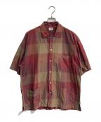 C.P COMPANYシーピーカンパニー）の古着「チェック半袖シャツ　イタリア製」｜レッド×ブラウン