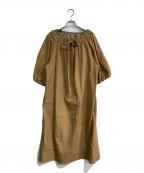 SHIPS Primary navy labelシップス プライマリー ネイビー レーベル）の古着「ヘム ステッチ オフショル ワンピース　314-52-2508」｜ブラウン