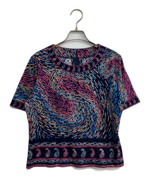 LEONARD（レオナール）LEONARD (レオナール) 半袖総柄カットソー　0339610 ネイビー×ピンク サイズ:42の古着・服飾アイテム