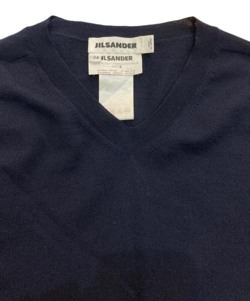 JIL SANDER（ジルサンダー）JIL SANDER (ジルサンダー) Vネックニット　KW754010 WY220708 ネイビー サイズ:34の古着・服飾アイテム