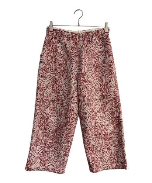 plantation（プランテーション）Plantation (プランテーション) サシコフラワージャガードパンツ　PL03FF160 レッド サイズ:Mの古着・服飾アイテム