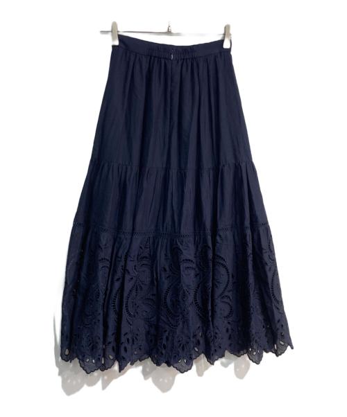 JUSGLITTY（ジャスグリッティー）JUSGLITTY (ジャスグリッティー) カットワークティアードスカート　45133490 ネイビーの古着・服飾アイテム