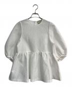 UNITED ARROWS TOKYOユナイテッドアローズトウキョウ）の古着「ジャカード ペプラム ブラウス　1521-215-1536」｜ホワイト