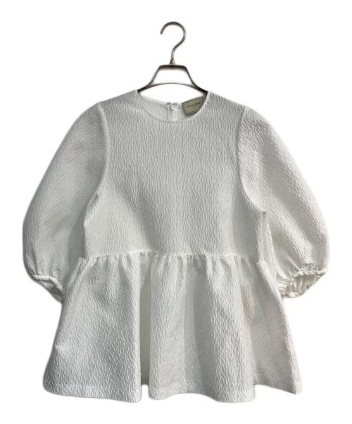 UNITED ARROWS TOKYO（ユナイテッドアローズトウキョウ）UNITED ARROWS TOKYO (ユナイテッドアローズトウキョウ) ジャカード ペプラム ブラウス　1521-215-1536 ホワイト サイズ:38の古着・服飾アイテム