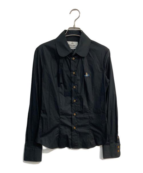 Vivienne Westwood（ヴィヴィアンウエストウッド）Vivienne Westwood (ヴィヴィアンウエストウッド) オーブ刺繍ロングスリーブシャツ　12-01-881020 ブラック サイズ:40の古着・服飾アイテム
