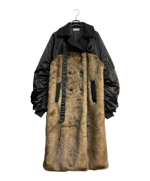 MAISON SPECIAL（メゾンスペシャル）MAISON SPECIAL (メゾンスペシャル) 切替デザインロングコート ブラック×ブラウン サイズ:ｆｒｅｅの古着・服飾アイテム