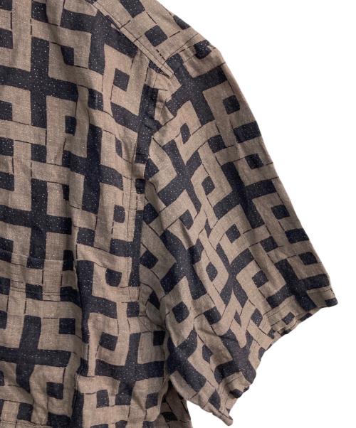 唐長（カラチョウ）唐長 (カラチョウ) PAIKAJI (パイカジ) Short-sleeve shirts ブラウン×ブラック サイズ:Lの古着・服飾アイテム