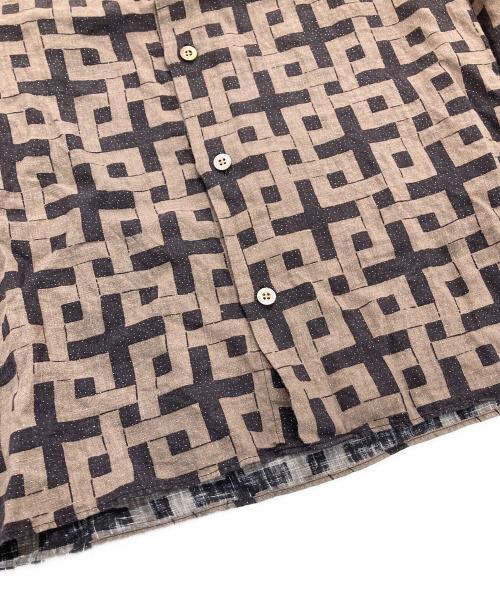 唐長（カラチョウ）唐長 (カラチョウ) PAIKAJI (パイカジ) Short-sleeve shirts ブラウン×ブラック サイズ:Lの古着・服飾アイテム