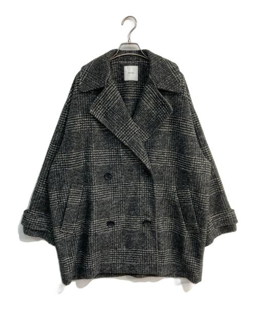 Spick and Span（スピック＆スパン）Spick and Span (スピックアンドスパン) Wスライバーチェックハーフコート　23-020-200-2040-4-0 ブラック×グレー サイズ:36の古着・服飾アイテム