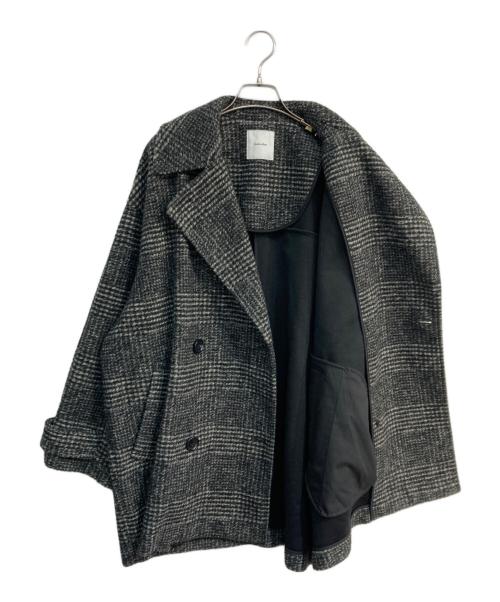 Spick and Span（スピック＆スパン）Spick and Span (スピックアンドスパン) Wスライバーチェックハーフコート　23-020-200-2040-4-0 ブラック×グレー サイズ:36の古着・服飾アイテム