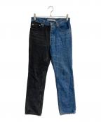 JOHN LAWRENCE SULLIVANジョン ローレンス サリバン）の古着「WASHED DENIM BI-COLOR PANTS　2A029-0320-18」｜インディゴ×グレー