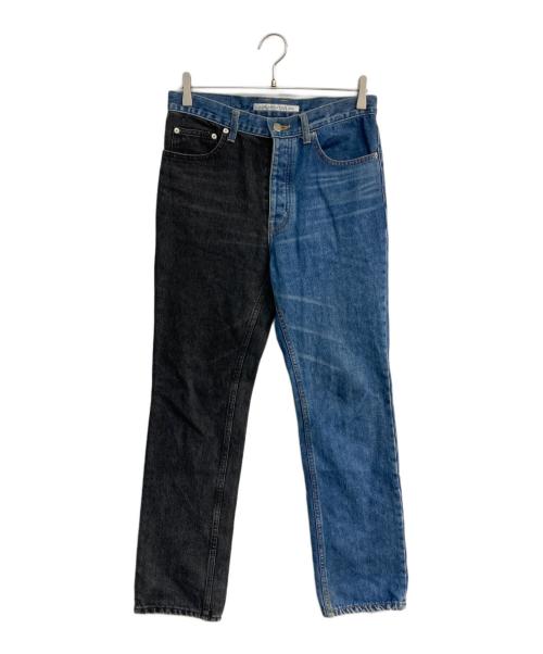 JOHN LAWRENCE SULLIVAN（ジョン ローレンス サリバン）JOHN LAWRENCE SULLIVAN (ジョン ローレンス サリバン) WASHED DENIM BI-COLOR PANTS　2A029-0320-18 インディゴ×グレー サイズ:46の古着・服飾アイテム