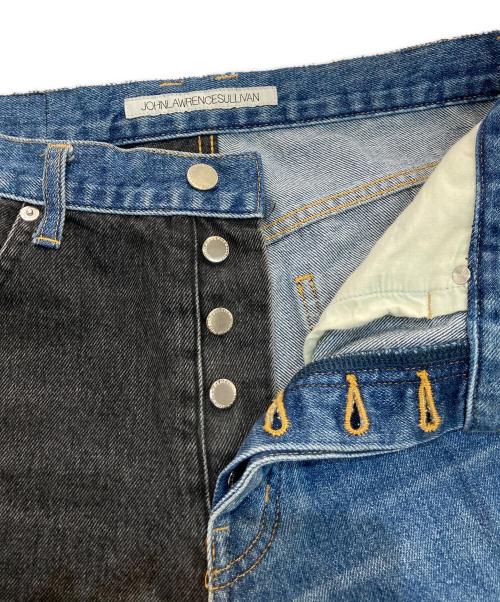 JOHN LAWRENCE SULLIVAN（ジョン ローレンス サリバン）JOHN LAWRENCE SULLIVAN (ジョン ローレンス サリバン) WASHED DENIM BI-COLOR PANTS　2A029-0320-18 インディゴ×グレー サイズ:46の古着・服飾アイテム