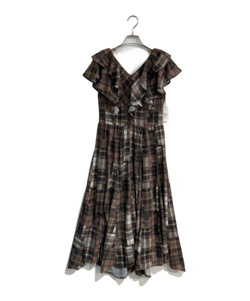 rienda（リエンダ）rienda (リエンダ) シアーパターンイレヘムワンピ　110IA533-0881 ブラウン サイズ:M 未使用品の古着・服飾アイテム