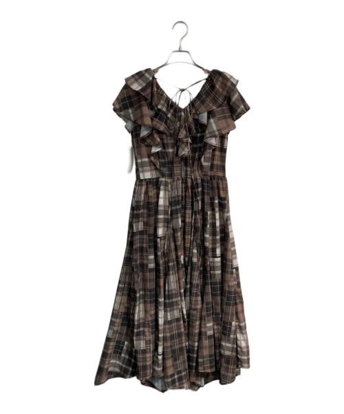 rienda（リエンダ）rienda (リエンダ) シアーパターンイレヘムワンピ　110IA533-0881 ブラウン サイズ:M 未使用品の古着・服飾アイテム