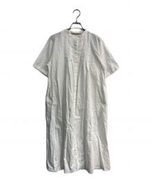 Midi-Umi（ミディウミ）の古着「コットンリネン半袖シャツワンピース」｜ホワイト