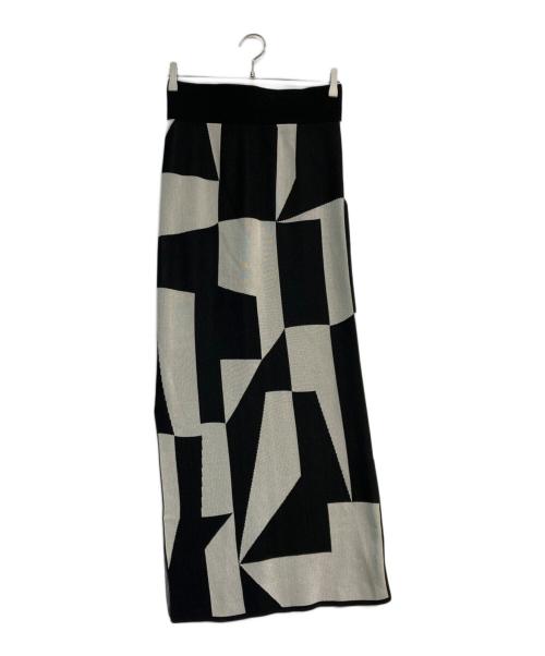 TRICOTE（トリコテ）TRICOTE (トリコテ) Adam et Rope (アダム エ ロペ) 別注JQ ニットスカート ブラック×ホワイト サイズ: LADIESの古着・服飾アイテム