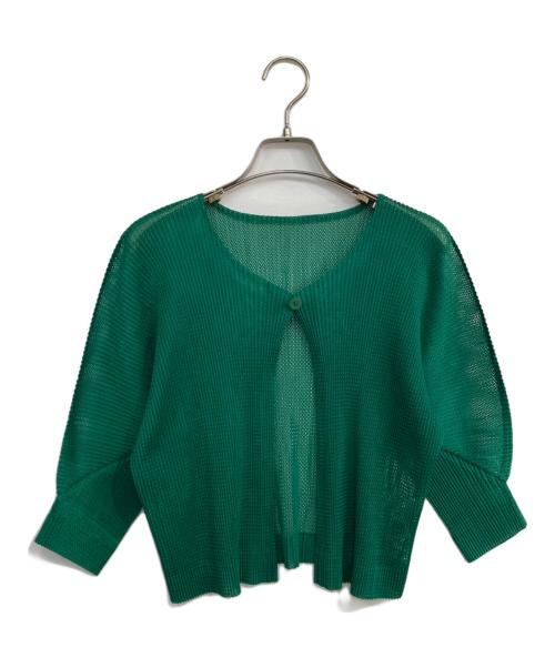 PLEATS PLEASE（プリーツプリーズ）PLEATS PLEASE (プリーツプリーズ) メッシュカーディガン　PP51-F0253 グリーン サイズ:Freeの古着・服飾アイテム