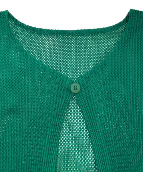 PLEATS PLEASE（プリーツプリーズ）PLEATS PLEASE (プリーツプリーズ) メッシュカーディガン　PP51-F0253 グリーン サイズ:Freeの古着・服飾アイテム