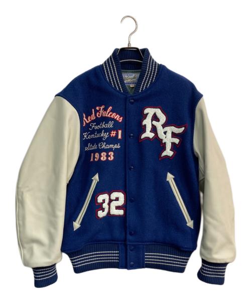 whitesville（ホワイツビル）WHITESVILLE (ホワイツビル) 30oz. Wool MELTON AWARD JACKET“RED FALCONS”　WV15386 ブルー×アイボリー サイズ:38の古着・服飾アイテム