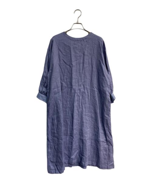 Loura meme（ローラ メーム）Loura meme (ローラ メーム) リネン刺繍入り2wayワンピース　3253464 ブルー サイズ:Freeの古着・服飾アイテム