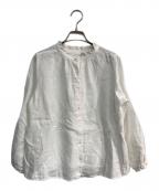 nest Robeネストローブ）の古着「リネンスタンドフリルブラウス　01235-1310-55」｜ホワイト