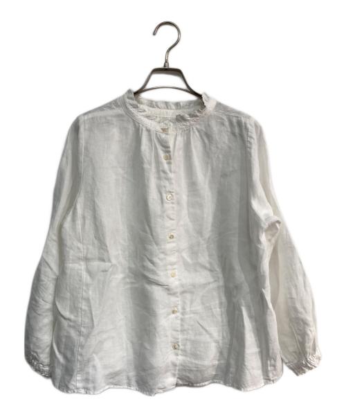 nest Robe（ネストローブ）nest Robe (ネストローブ) リネンスタンドフリルブラウス　01235-1310-55 ホワイト サイズ:Freeの古着・服飾アイテム