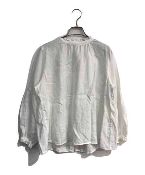 nest Robe（ネストローブ）nest Robe (ネストローブ) リネンスタンドフリルブラウス　01235-1310-55 ホワイト サイズ:Freeの古着・服飾アイテム