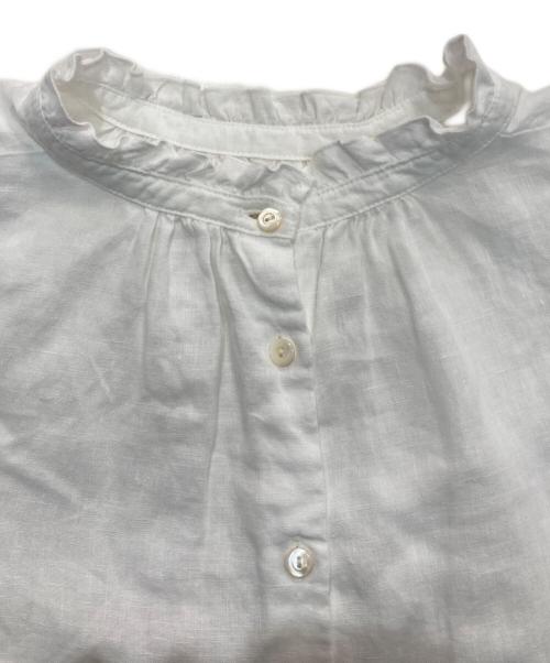 nest Robe（ネストローブ）nest Robe (ネストローブ) リネンスタンドフリルブラウス　01235-1310-55 ホワイト サイズ:Freeの古着・服飾アイテム