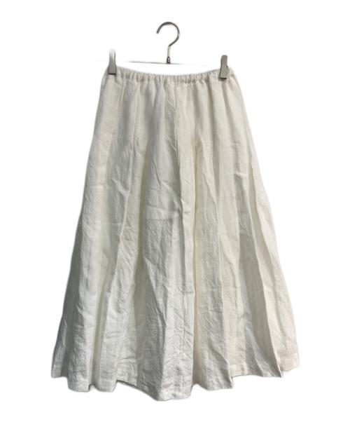 ina（イナ）ina (イナ) リネンウエスト紐タック ロングスカート　135128 ホワイト サイズ:Freeの古着・服飾アイテム