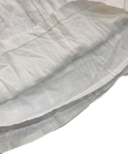 ina（イナ）ina (イナ) リネンウエスト紐タック ロングスカート　135128 ホワイト サイズ:Freeの古着・服飾アイテム