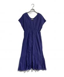 ne quittez pas（ヌキテパ）の古着「ドットフレンチスリーブドレス　010511GK1」｜パープル×ブラック