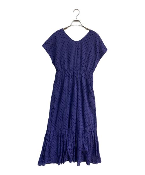ne quittez pas（ヌキテパ）ne quittez pas (ヌキテパ) ドットフレンチスリーブドレス　010511GK1 パープル×ブラック サイズ:Mの古着・服飾アイテム