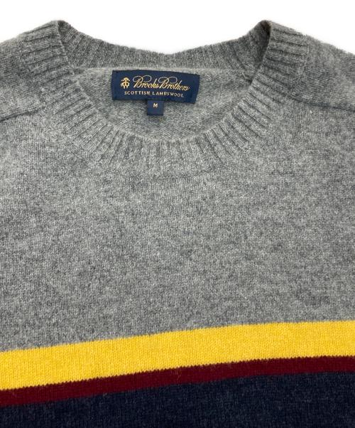 BROOKS BROTHERS（ブルックスブラザーズ）BROOKS BROTHERS (ブルックスブラザーズ) ボーダークルーネックニット グレー サイズ:Mの古着・服飾アイテム