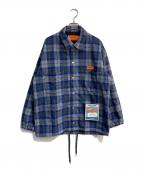 UNIVERSAL OVERALL×BEAMSユニバーサルオーバーオール×ビームス）の古着「チェック柄ウールコーチジャケット　U9314225BS」｜グレー×ブルー