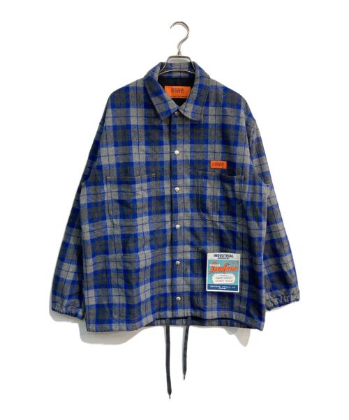 UNIVERSAL OVERALL（ユニバーサルオーバーオール）UNIVERSAL OVERALL (ユニバーサルオーバーオール) BEAMS (ビームス) チェック柄ウールコーチジャケット　U9314225BS グレー×ブルー サイズ:M 未使用品の古着・服飾アイテム