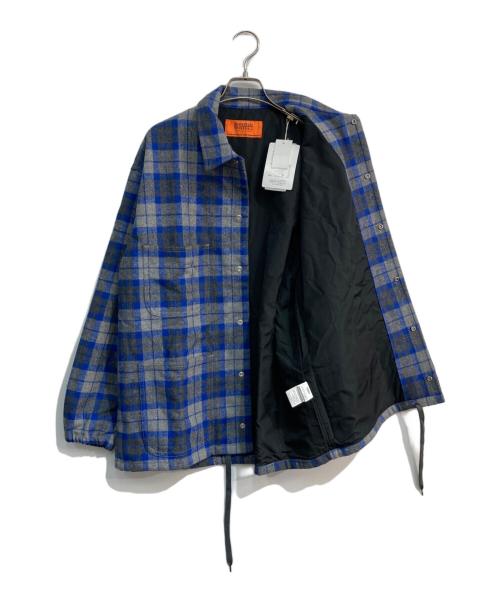 UNIVERSAL OVERALL（ユニバーサルオーバーオール）UNIVERSAL OVERALL (ユニバーサルオーバーオール) BEAMS (ビームス) チェック柄ウールコーチジャケット　U9314225BS グレー×ブルー サイズ:M 未使用品の古着・服飾アイテム
