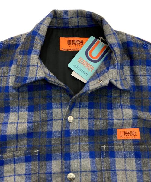 UNIVERSAL OVERALL（ユニバーサルオーバーオール）UNIVERSAL OVERALL (ユニバーサルオーバーオール) BEAMS (ビームス) チェック柄ウールコーチジャケット　U9314225BS グレー×ブルー サイズ:M 未使用品の古着・服飾アイテム