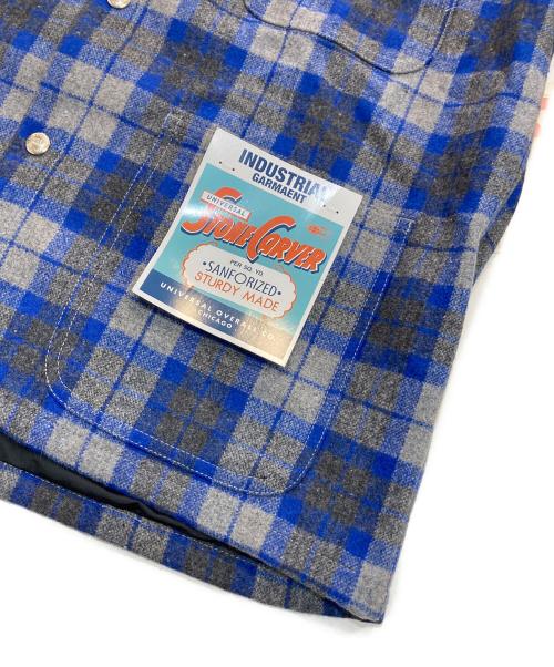 UNIVERSAL OVERALL（ユニバーサルオーバーオール）UNIVERSAL OVERALL (ユニバーサルオーバーオール) BEAMS (ビームス) チェック柄ウールコーチジャケット　U9314225BS グレー×ブルー サイズ:M 未使用品の古着・服飾アイテム