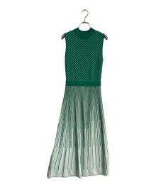 Diagram（ダイアグラム）の古着「バイカラーラインニットワンピース　33019-00」｜グリーン