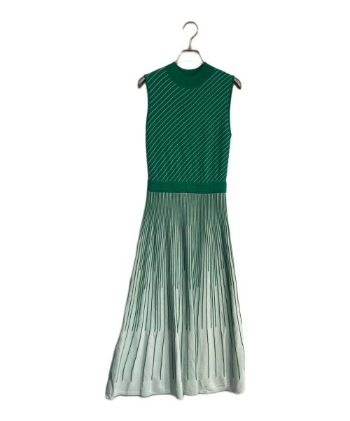 Diagram（ダイアグラム）Diagram (ダイアグラム) バイカラーラインニットワンピース　33019-00 グリーン サイズ:36の古着・服飾アイテム