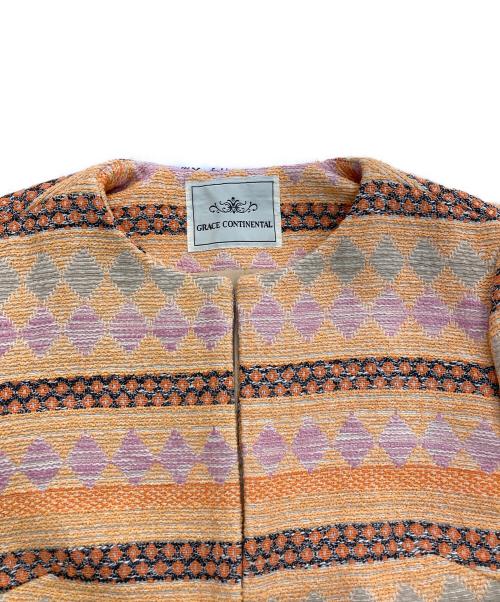 GRACE CONTINENTAL（（グレースコンチネンタル）GRACE CONTINENTAL (（グレースコンチネンタル) エスニックジャガードジャケット　01160-00 オレンジ サイズ:38の古着・服飾アイテム