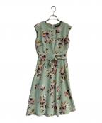 LAUREN RALPH LAURENローレンラルフローレン）の古着「フラワーノースリーブワンピース　0200013869」｜グリーン