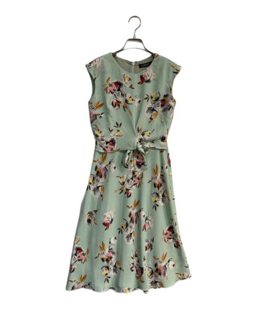 LAUREN RALPH LAUREN（ローレンラルフローレン）LAUREN RALPH LAUREN (ローレンラルフローレン) フラワーノースリーブワンピース　0200013869 グリーン サイズ:2の古着・服飾アイテム