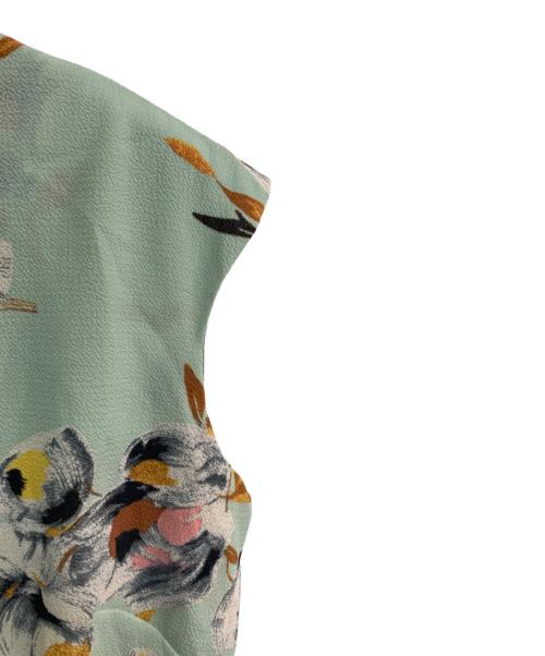 LAUREN RALPH LAUREN（ローレンラルフローレン）LAUREN RALPH LAUREN (ローレンラルフローレン) フラワーノースリーブワンピース　0200013869 グリーン サイズ:2の古着・服飾アイテム