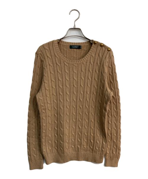 LAUREN RALPH LAUREN（ローレンラルフローレン）LAUREN RALPH LAUREN (ローレンラルフローレン) コットンケーブルニット ブラウン サイズ:Lの古着・服飾アイテム