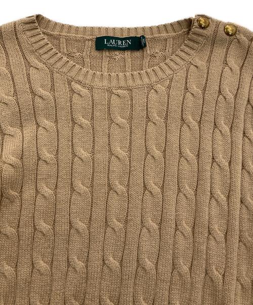 LAUREN RALPH LAUREN（ローレンラルフローレン）LAUREN RALPH LAUREN (ローレンラルフローレン) コットンケーブルニット ブラウン サイズ:Lの古着・服飾アイテム