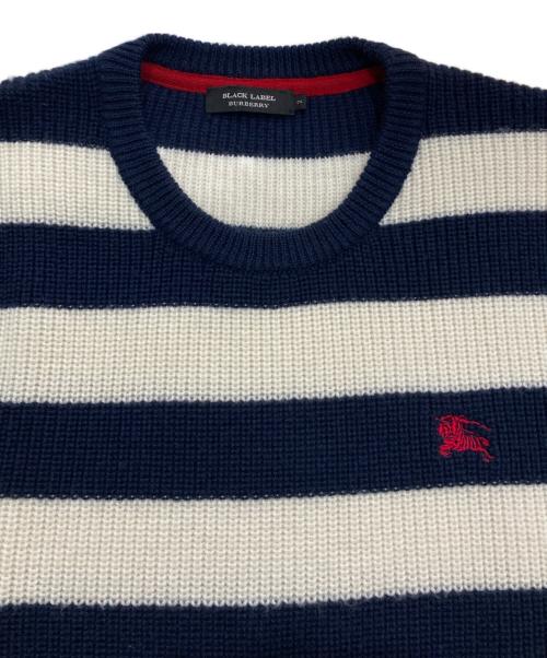 BURBERRY BLACK LABEL（バーバリーブラックレーベル）BURBERRY BLACK LABEL (バーバリーブラックレーベル) ボーダーニット　D1N24-823-29 ネイビー×ホワイト サイズ:2の古着・服飾アイテム