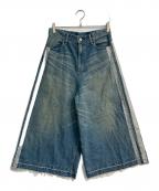 Hysteric Glamourヒステリックグラマー）の古着「シルバーサイドライン 8分丈ワイドデニムパンツ　01243AP05」｜インディゴ