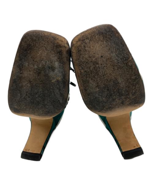 sergio rossi（セルジオロッシ）sergio rossi (セルジオロッシ) レースアップ グリッター ショートブーツ グリーン サイズ:35 1/2の古着・服飾アイテム